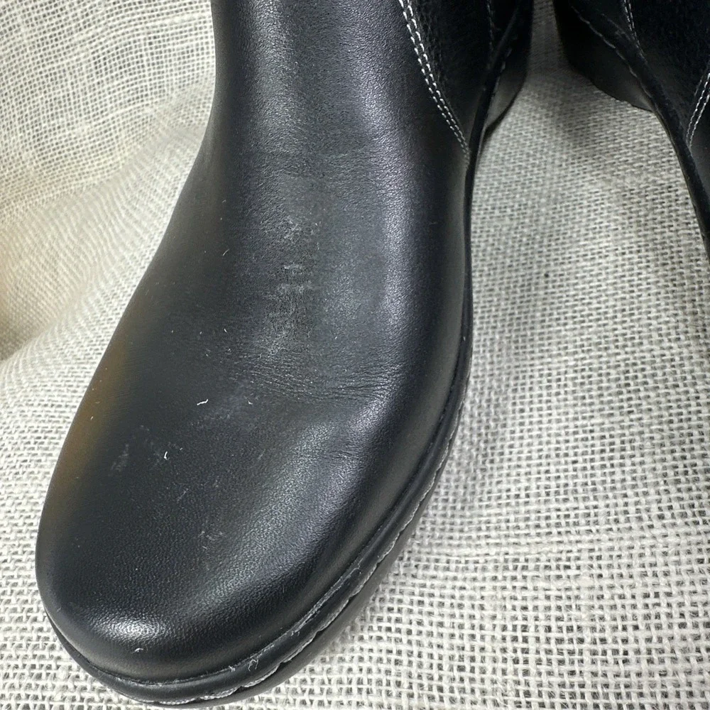 Clarks Womens Ankle Boots Size 8.5‎ Black Leather Zip Comfort Booties